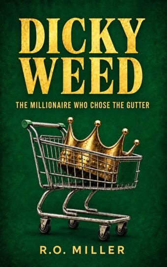 Dicky Weed cover: a tarnished gold crown sitting in a chrome shopping cart against a dark emerald field.